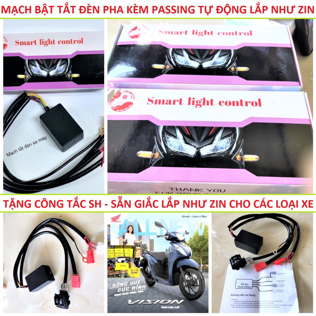 MẠCH TẮT ĐÈN PHA XE MÁY TỰ ĐỘNG MẪU MỚI LOẠI XỊN SẴN GIẮC CẮM NHƯ ZIN LẮP CÁC LOẠI XE