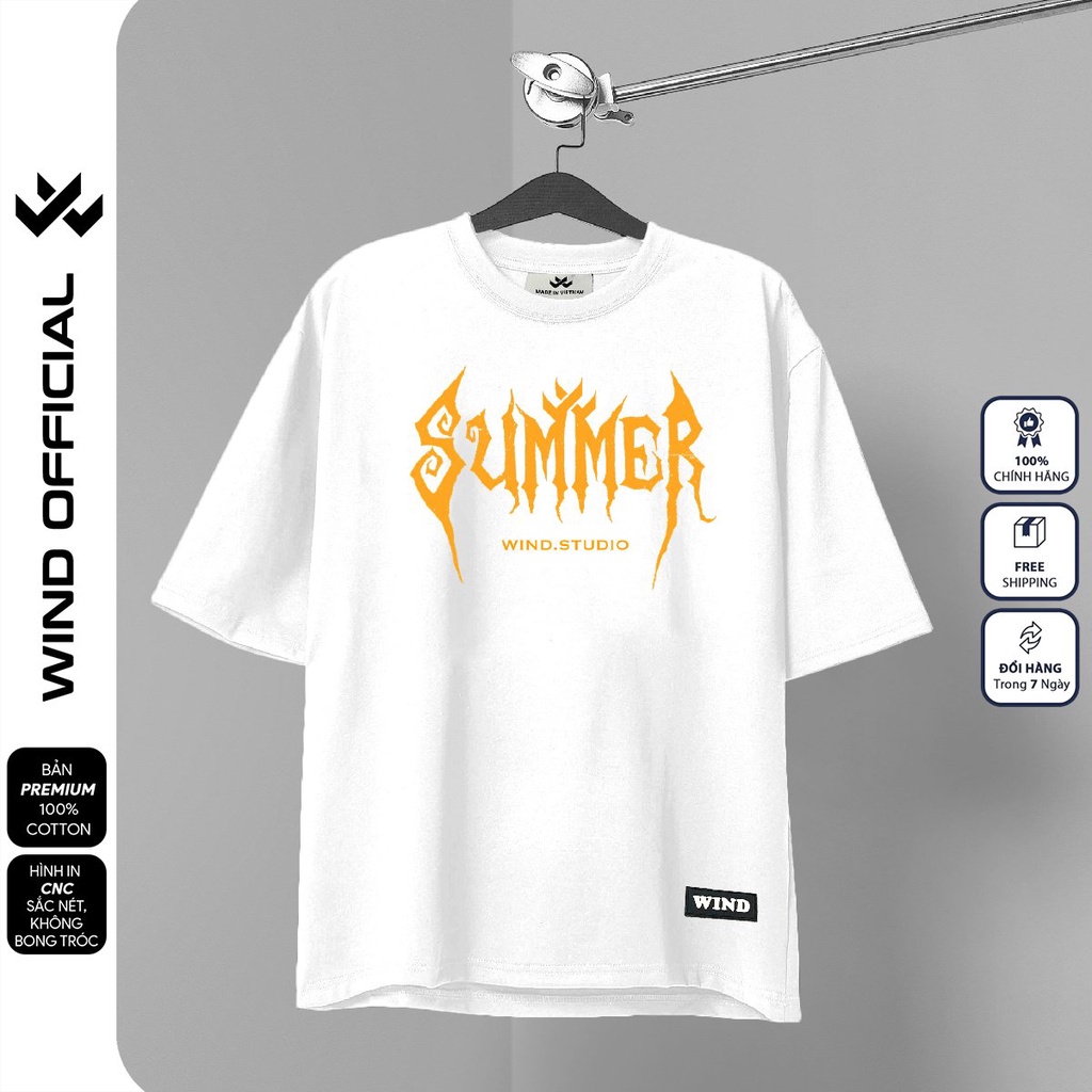 Áo thun tay lỡ form rộng WIND phông unisex 65% cotton Summer nam nữ oversize ulzzang