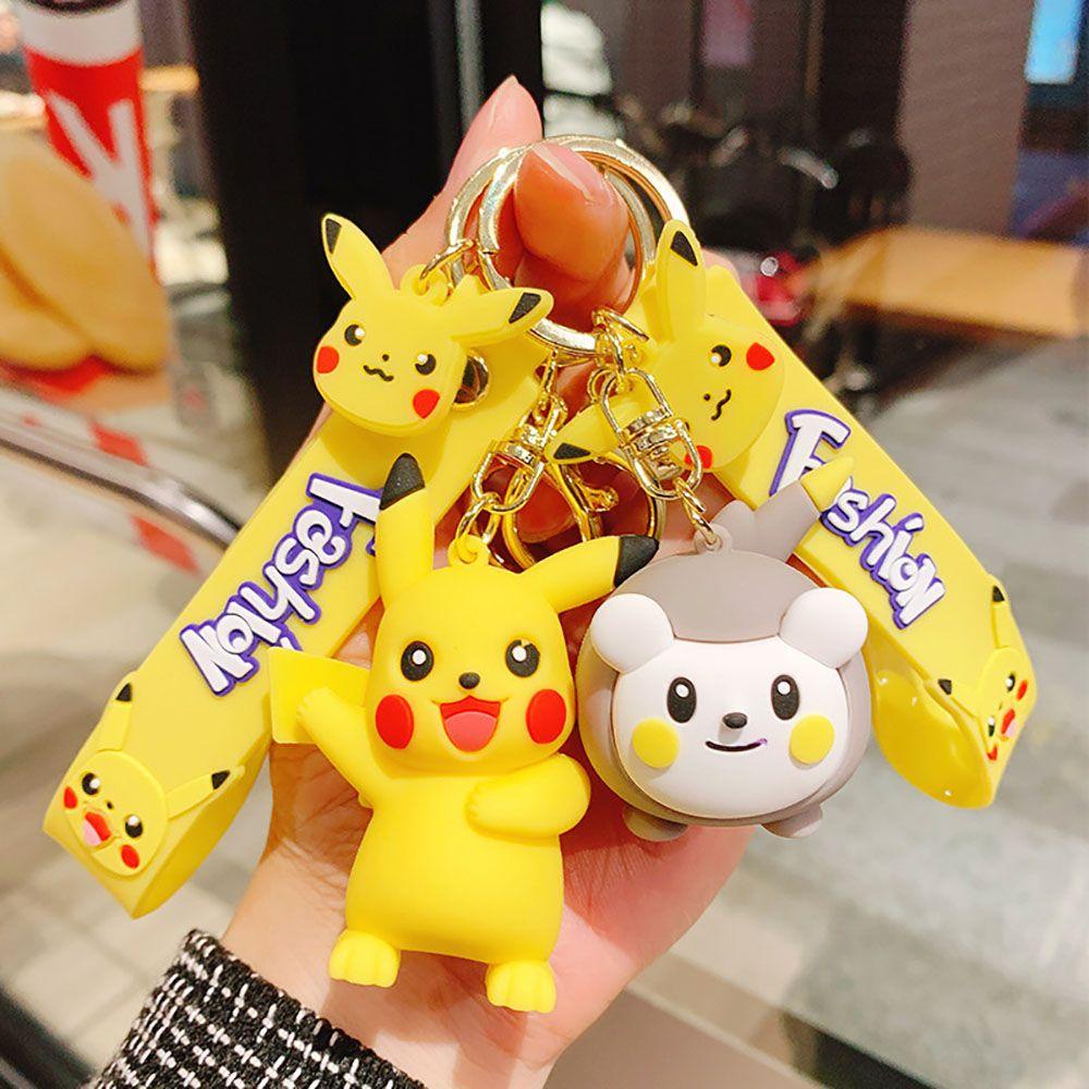 Móc Chìa Khóa Xe Hơi Họa Tiết Hoạt Hình Pikachu Psyduck Pokémon Dễ Thương