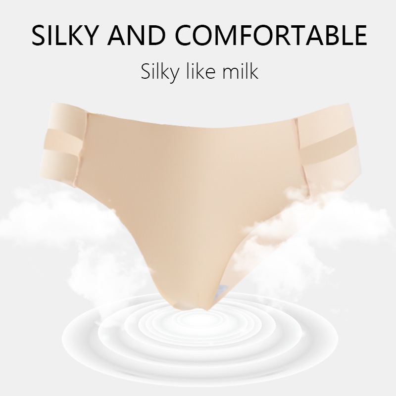 Quần lót ECMLN lụa lạnh không đường may mềm mại thoải mái màu trơn thiết kế khoét lỗ quyến rũ dành cho nữ