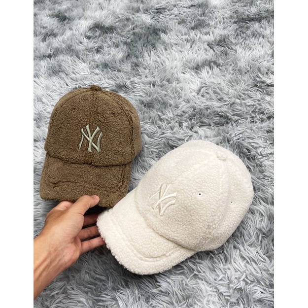 [ẢNH THẬT] Mũ MLB LÔNG Trắng,Nâu unisex N/Y Fleece cap, Nón thời trang cá tính
