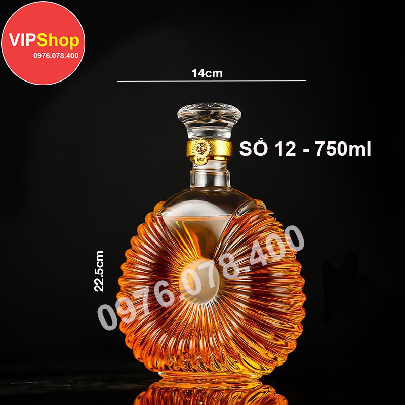 [ VIPShop ] Vỏ Bình Thủy Tinh XO Đựng Rượu 750ml, Bình Ngâm Rượu XO Tròn, CTT-12