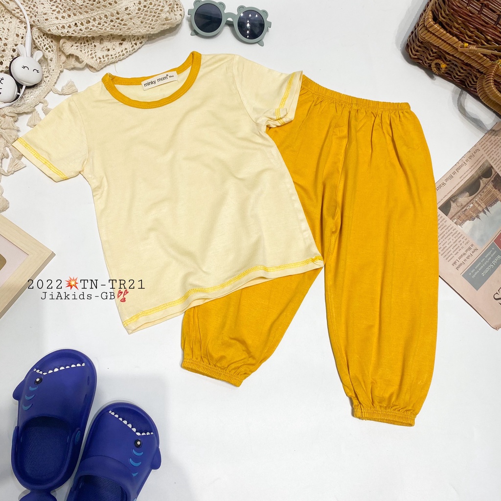Bộ Ngắn Tay Quần Alibaba THUN LẠNH MINKYMOM Phối Màu Viền Áo Quần Cho Bé TN-TR21