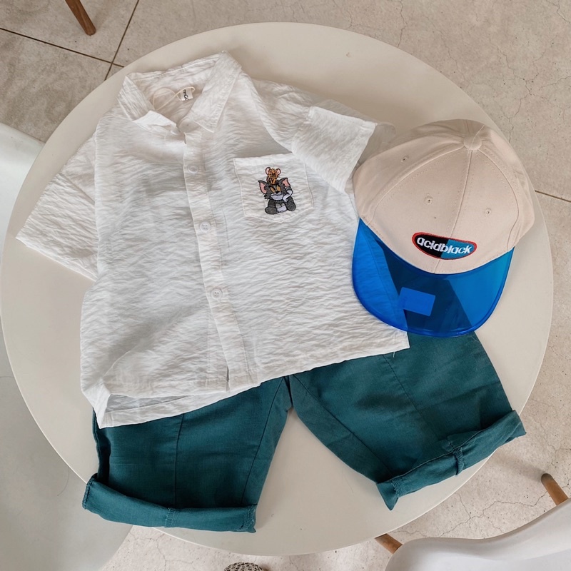 Áo Sơ Mi Cho Bé Mick and Milk 1,2,3,4,5,6 Tuổi Áo Trắng Thêu Hình Chuột Mickey Dễ Thương Thời Trang