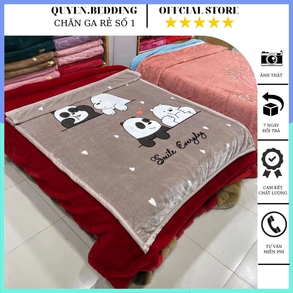 Chăn tuyết nỉ nhung hàn chăn văn phòng mền sinh viên tuyết nỉ nhung 2 lớp dày dặn ấm áp siêu mềm mịn không rụng lông