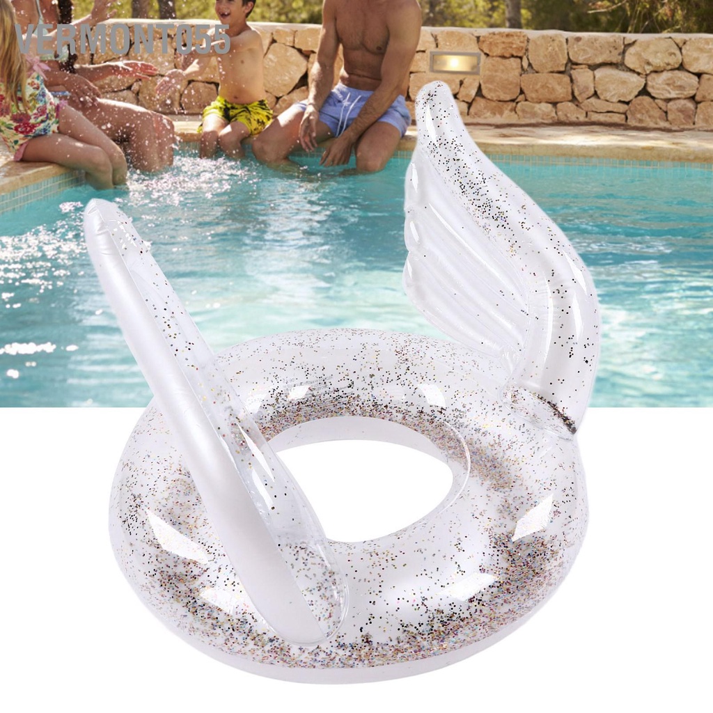 Vermont055 Vòng bơi bơm hơi Sequin Swim Angel Wing Shiny Floating Tube for Summer Pool Party Beach Đồ chơi