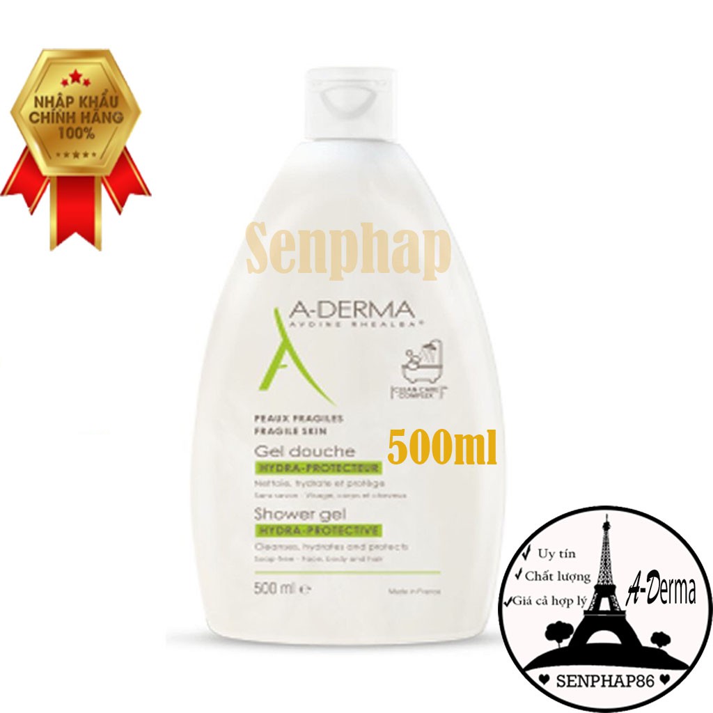 Sữa tắm A-DERMA 💓free ship💓sữa tắm cho bé, gia đình 500ml xuất xứ Pháp mang lại hiệu quả tốt