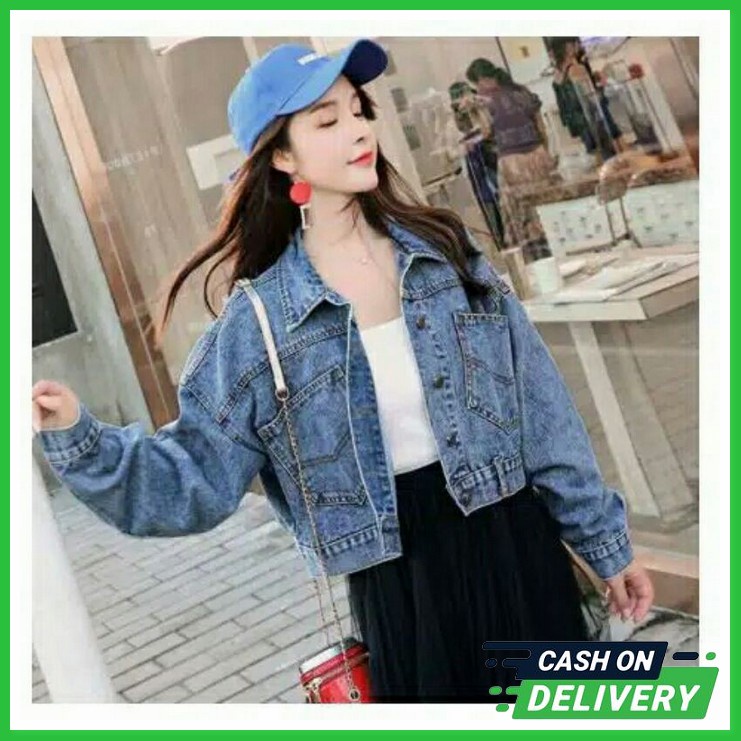 Áo Khoác Jeans Lửng Thời Trang Hàn Quốc Size Lớn Cho Nữ M Of74
