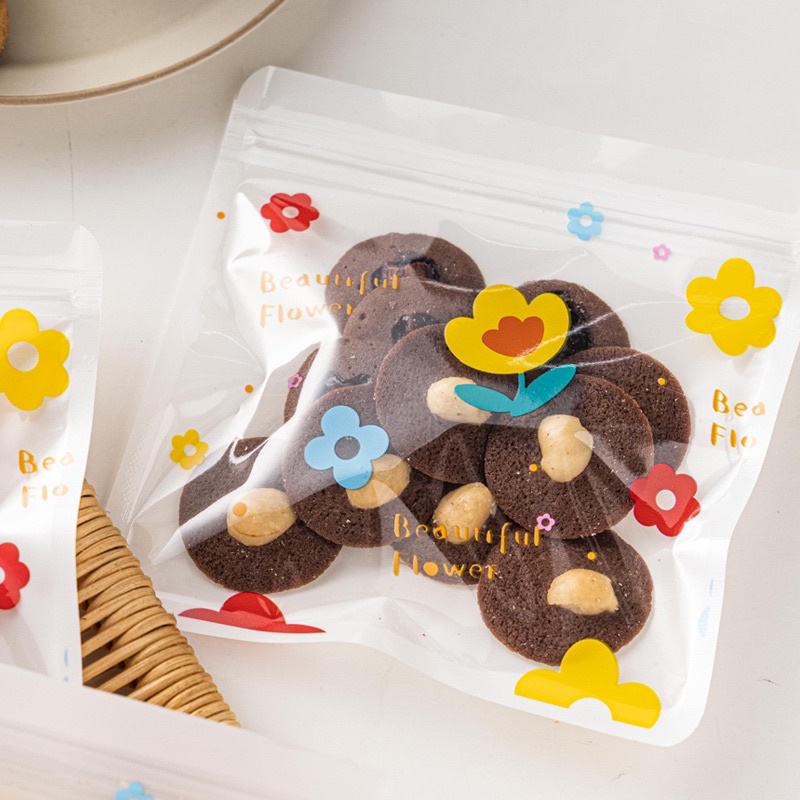 set 10 túi zip hoa nhỏ size 13.5 x 13.5 cm