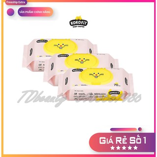 Kokofit - combo 3 hộp - khăn ướt thiên nhiên hàn quốc kokofit màu hồng 70 tờ/hộp