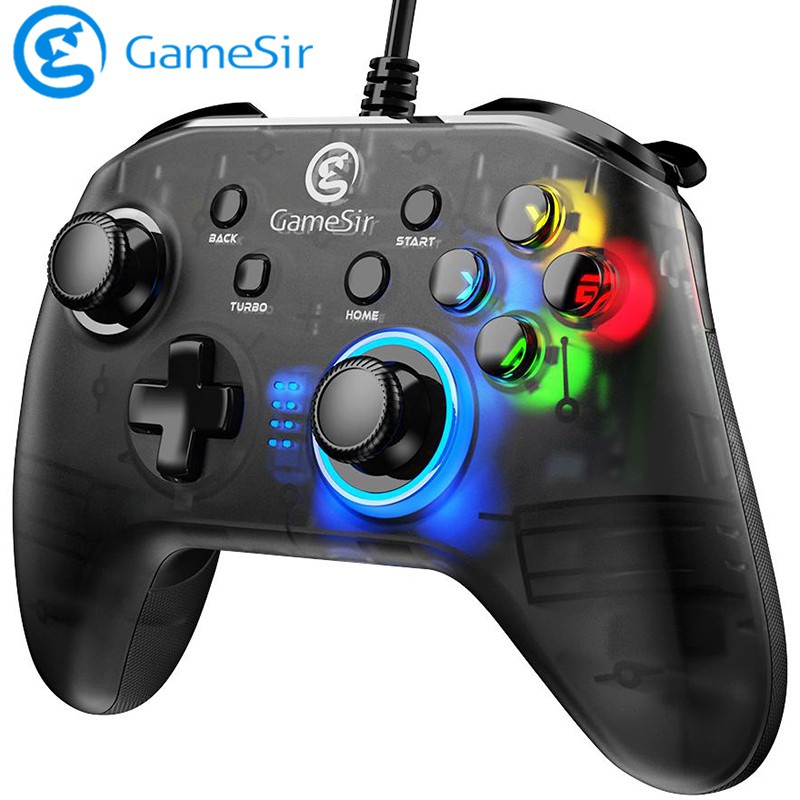 Tay Cầm Chơi Có Dây Gamesir T4W/ Tay Game Điều Khiển Trò Chơi PC Có Đèn Led Rung Mạnh