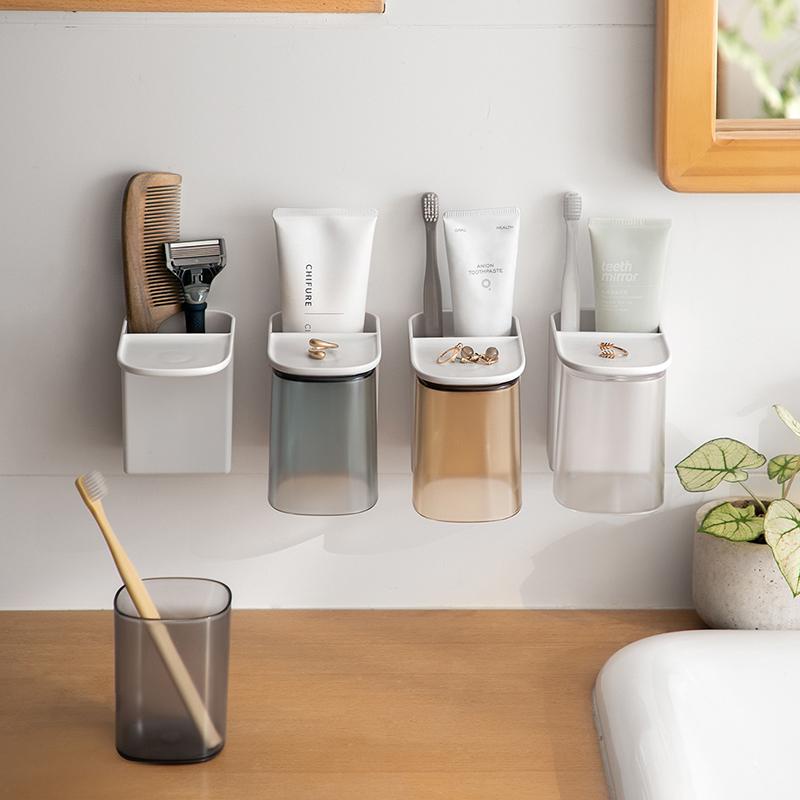 Giá treo ly đánh răng bằng nhựa cao cấp có nam châm tiện lợi