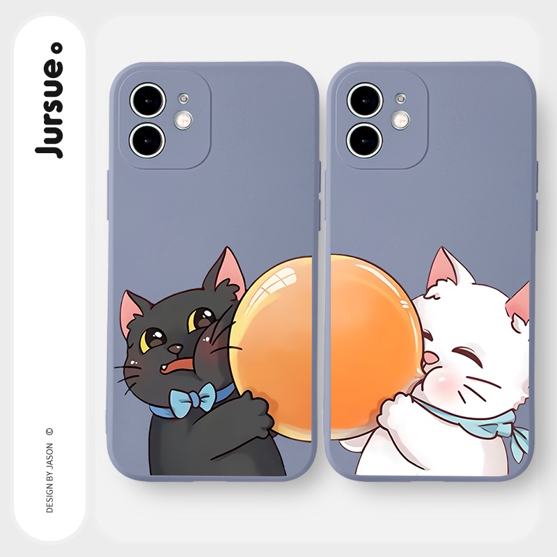 Ốp lưng JURSUE mềm hoạt hình cặp đôi dễ thương đẹp Cho iPhone 14 13 12 11 Pro Max SE 2020 X XR XS 8 7 ip 6S 6 Plus Y2263