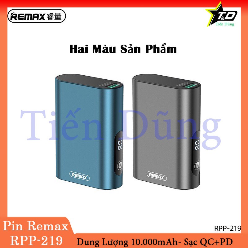 Pin Sạc Dự Phòng 10000mAh remax RPP 219 hỡ trợ sạc nhanh PD20W + QC22.5w màn hình led hiển thị pin nhỏ gọn