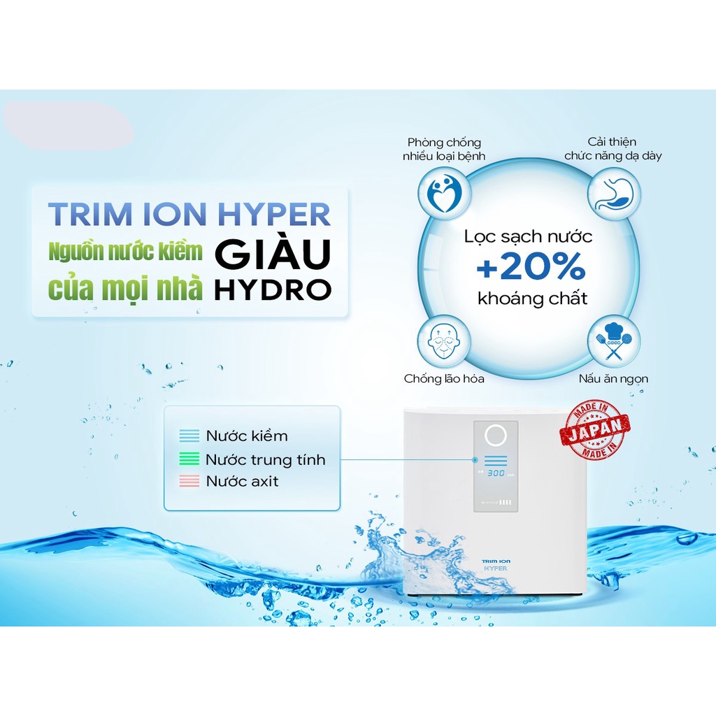 Máy Lọc Nước Điện Giải Ion Kiềm TRIM ION HYPER 5 tấm điện cực tạo ra 7 loại nước