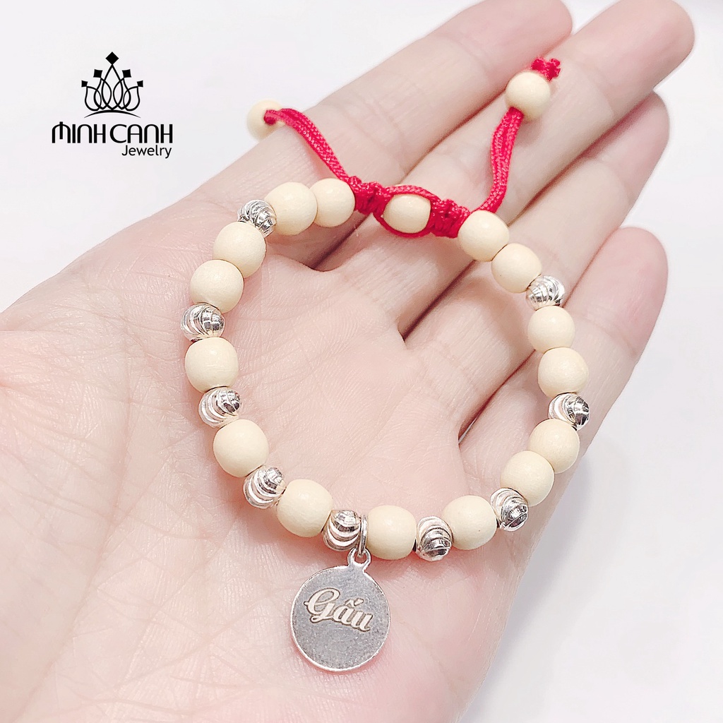 Vòng Dâu Tằm Bạc Mix Thẻ Tên, Khắc Tên Cho Bé - Minh Canh Jewelry