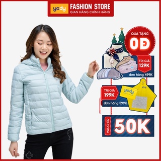 Áo khoác phao nữ YODY siêu nhẹ siêu âm áo phao có mũ chống nước  PHN4000