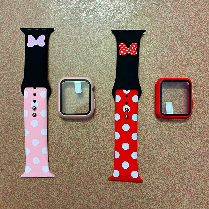 Ốp Dây Đeo Silicon Họa Tiết Hoạt Hình Cho Đồng Hồ Thông Minh Apple Watch 41mm 45mm 44mm 40mm 38mm 42mm Series 7 6 SE 5 4 3