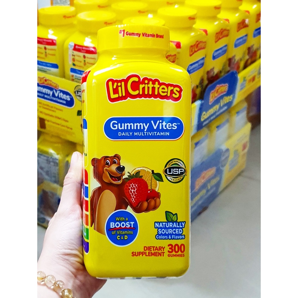 [Mã GROSALE giảm 10% đơn 150K] Kẹo Gấu L’il Critters Gummy Vites chai 300 viên từ mỹ , vitamin cho bé ăn ngon