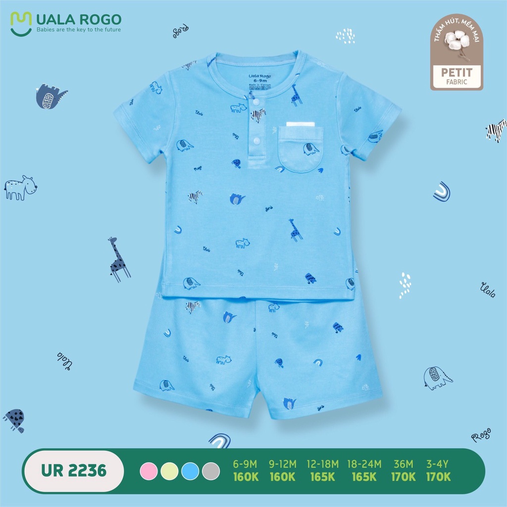 [CHÍNH HÃNG] Bộ cộc tay quần đùi petit họa tiết trẻ em Uala Rogo