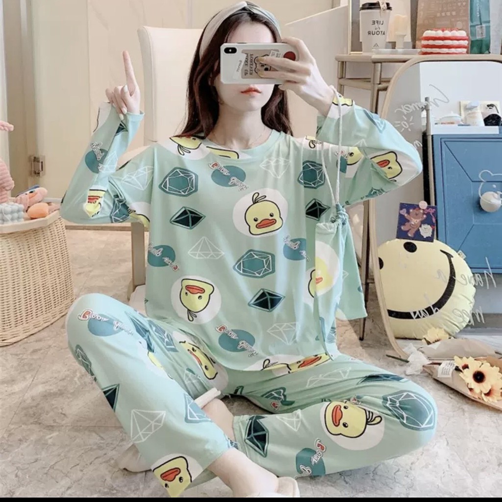 Đồ Bộ Nữ Thun Tay Dài Quần Dài Co Dãn 🍀 Bộ Mặc Nhà Dài Tay ( TẶNG kèm TÚI) | BigBuy360 - bigbuy360.vn