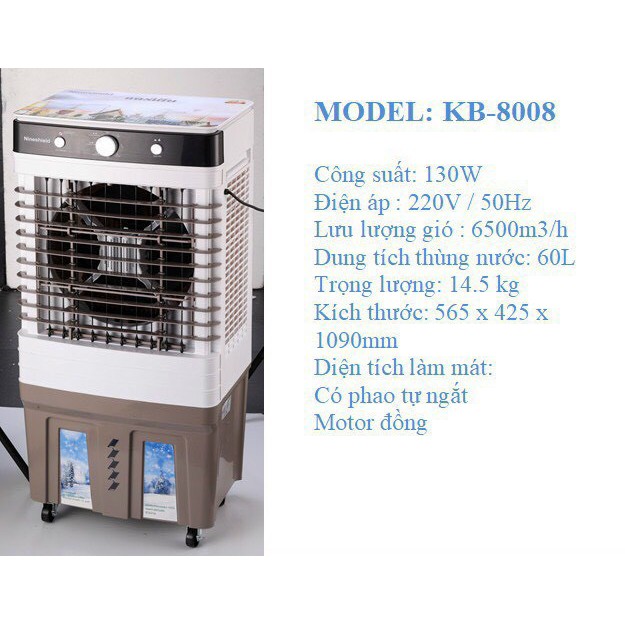 [ Thuơng Hiệu Thái Lan ] Quạt Điều Hòa Không Khí KB-6008 50L- KB-8008 60L - THẾN HỆ MỚI NHẤT 2021 - Bảo Hành 12 Tháng