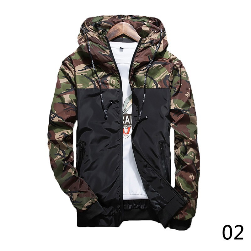 Aó khoác gió cho nam, có mũ, phong cách lính
