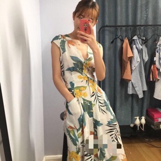 Váy Zara hoa lá cúc gỗ