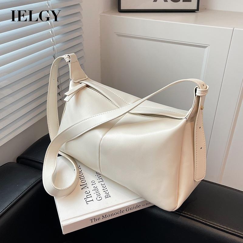 Túi đeo vai IELGY bằng da mềm sức chứa lớn màu trơn cho nữ