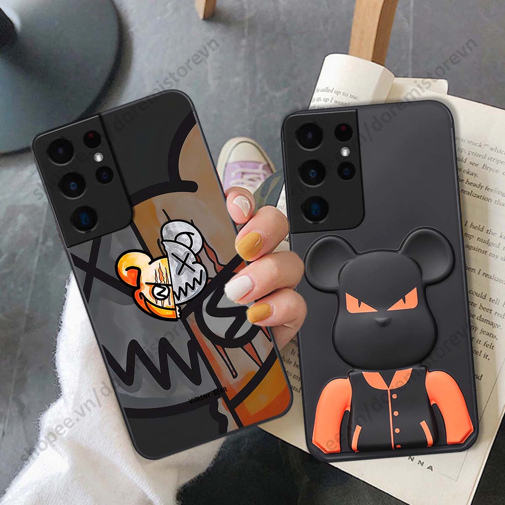 Ốp lưng Samsung S21 Ultra hình kaws, kith, bear brick nổi 3D phong cách độc đáo