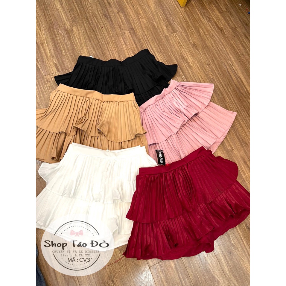 (TÁO ĐỎ BIGSIZE 55-90KG) Chân Váy Tầng Ly Xòe Dáng Ngắn 2 Tầng LY Lưng Cạp Cao Có Quần Trong CV3 (ảnh thật shop chụp) 🥰 | BigBuy360 - bigbuy360.vn