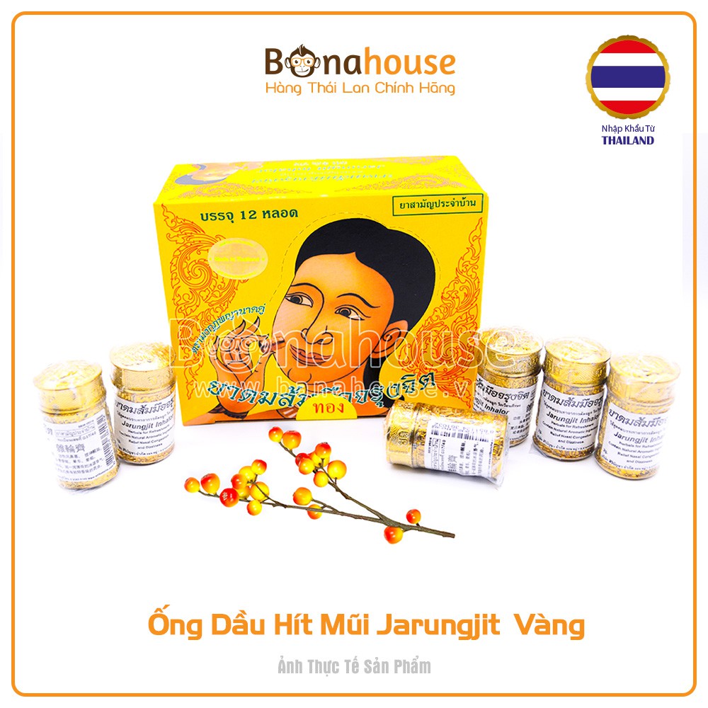 01 Ống Dầu Hít Mũi Jarungjit  Vàng Thái Lan