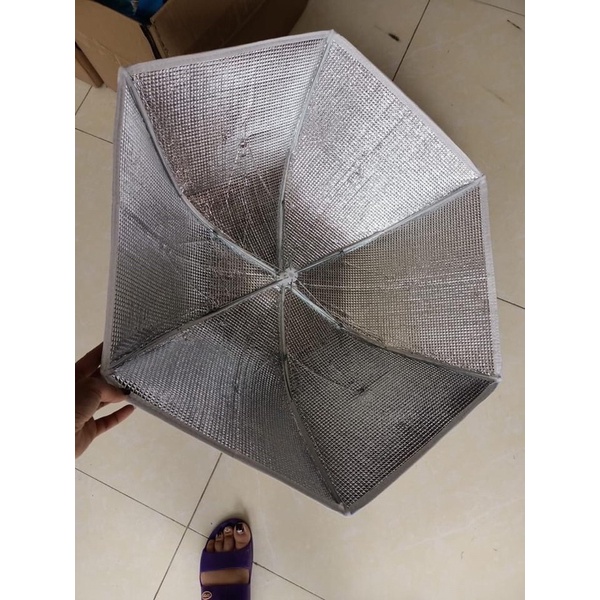 Lồng bàn giữ nhiệt, lồng bàn gấp gọn 6 cạnh có khung sắt tiện lợi