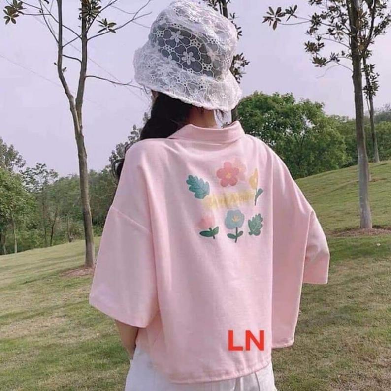 Áo croptop polo 6 hoa lá TH6