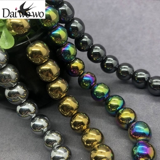 Chuỗi hạt đá Hematite tự nhiên 4 màu 4-12mm dùng làm vòng tay cho nam
