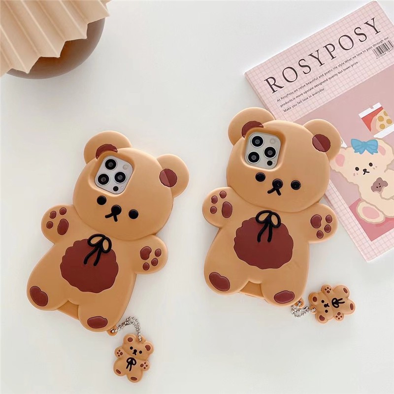 Ốp điện thoại silicon kiểu gấu Teddy 3D đáng yêu thích hợp cho Iphone 13 12 11 Pro Max 12mini I6 6s 7 8 Plus X Xr Xs Max