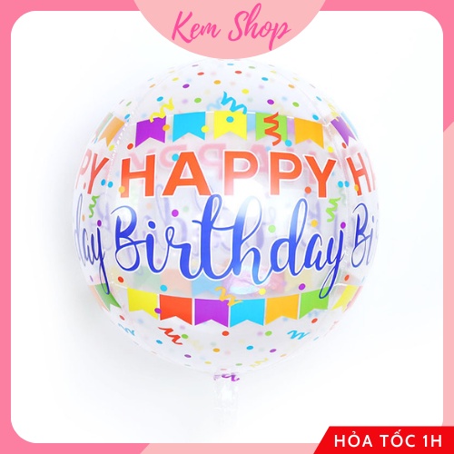 Bóng 4D Happy Birthday 22'' trong suốt trang trí sinh nhật phong cách Hàn Quốc - Kem Shop K219