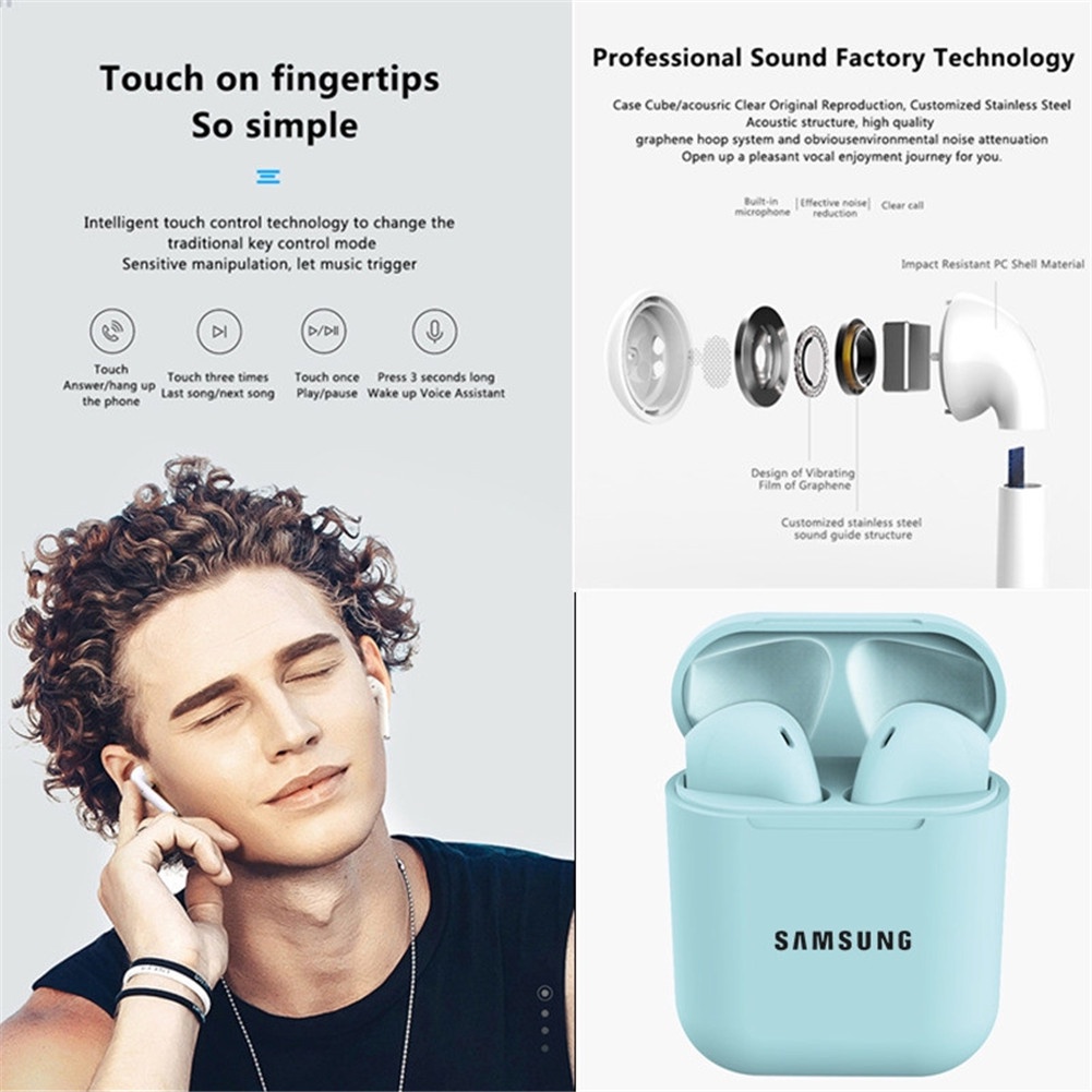 Tai Nghe Samsung Inpods I12 TWS Bluetooth 5.0 Không Dây Tai Nghe Không Dây Thể Thao Tai Nghe Chống Ồn Dành Cho IOS/Android