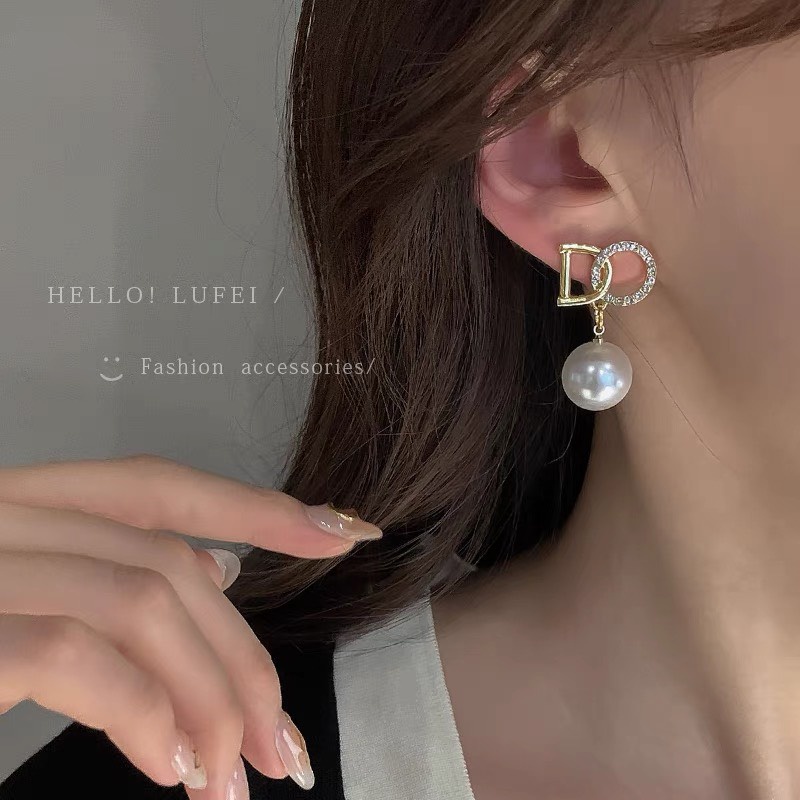 Đôi khuyên tai ngọc sang chảnh DO hạt nổi bật Bông tai nữ công sở