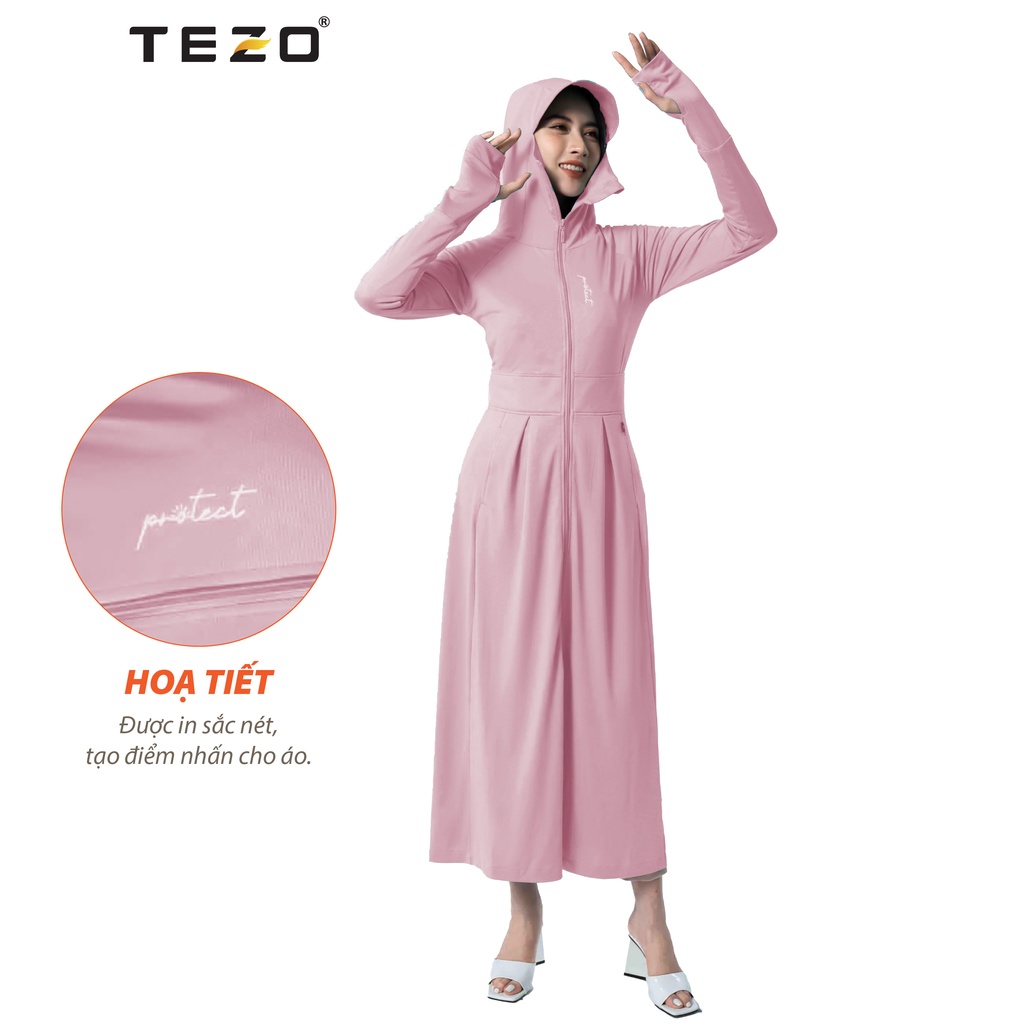 Áo chống nắng nữ dáng dài Tezo thoáng khí, thấm hút mồ hôi, chống tia cực tím vượt trội 2201ACND01