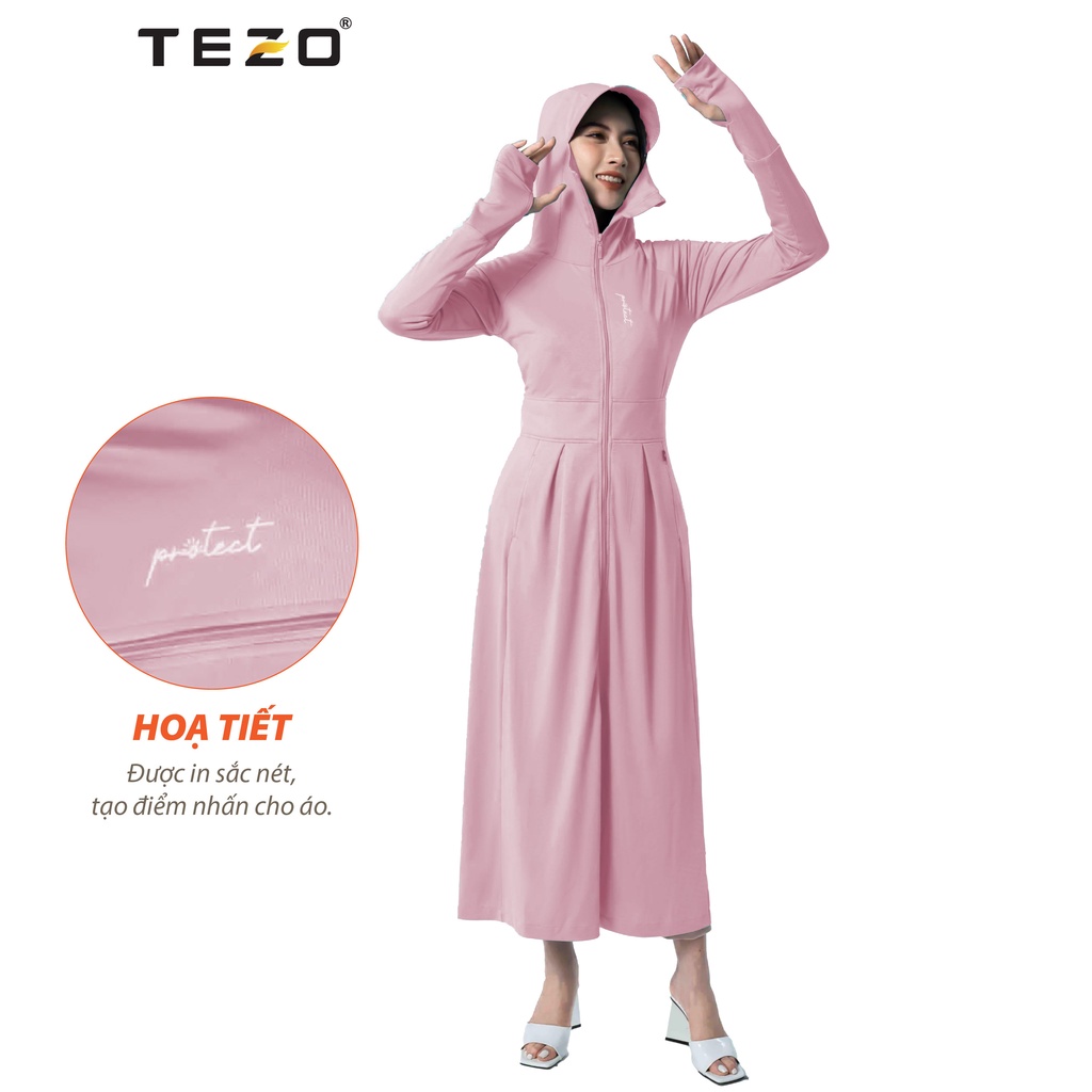 Áo chống nắng nữ dáng dài Tezo thoáng khí thấm hút mồ hôi chống tia cực tím vượt trội 2201ACND01