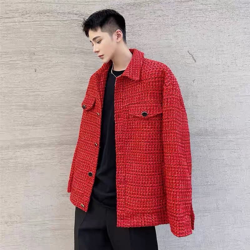 ÁO KHOÁC DẠ TWEED ĐỎ CHO NAM |TAHISHOP|