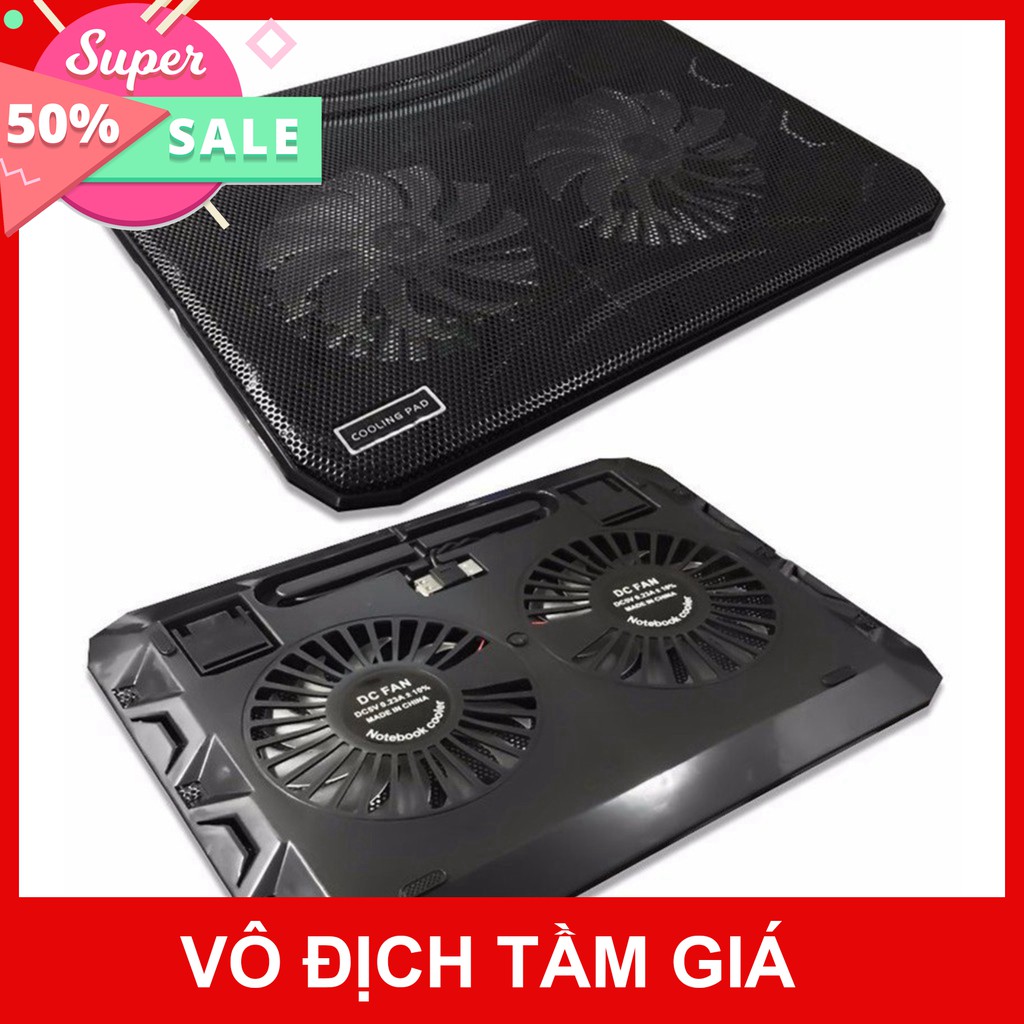 Đế tản nhiệt Laptop N130 - 2 quạt cực mát - 15,6 inch trở xuống - BH 3 tháng