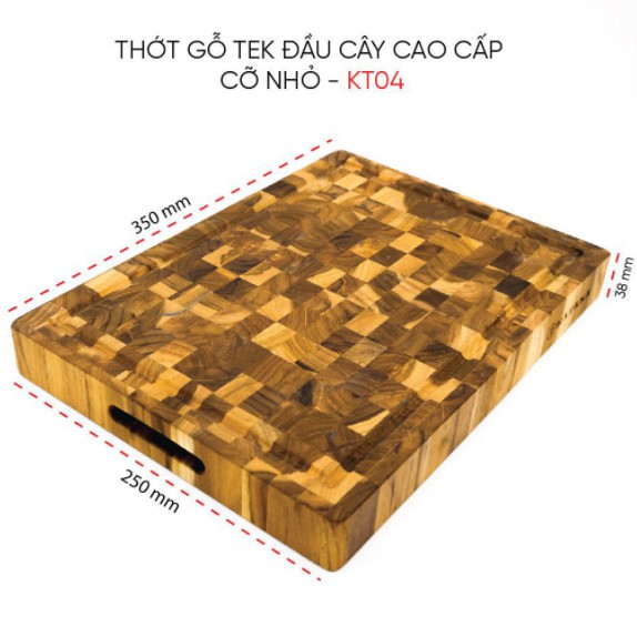 Thớt gỗ teak cao cấp KATANA cỡ nhỏ - KT04 chữ nhật kích thước 38x250x350mm