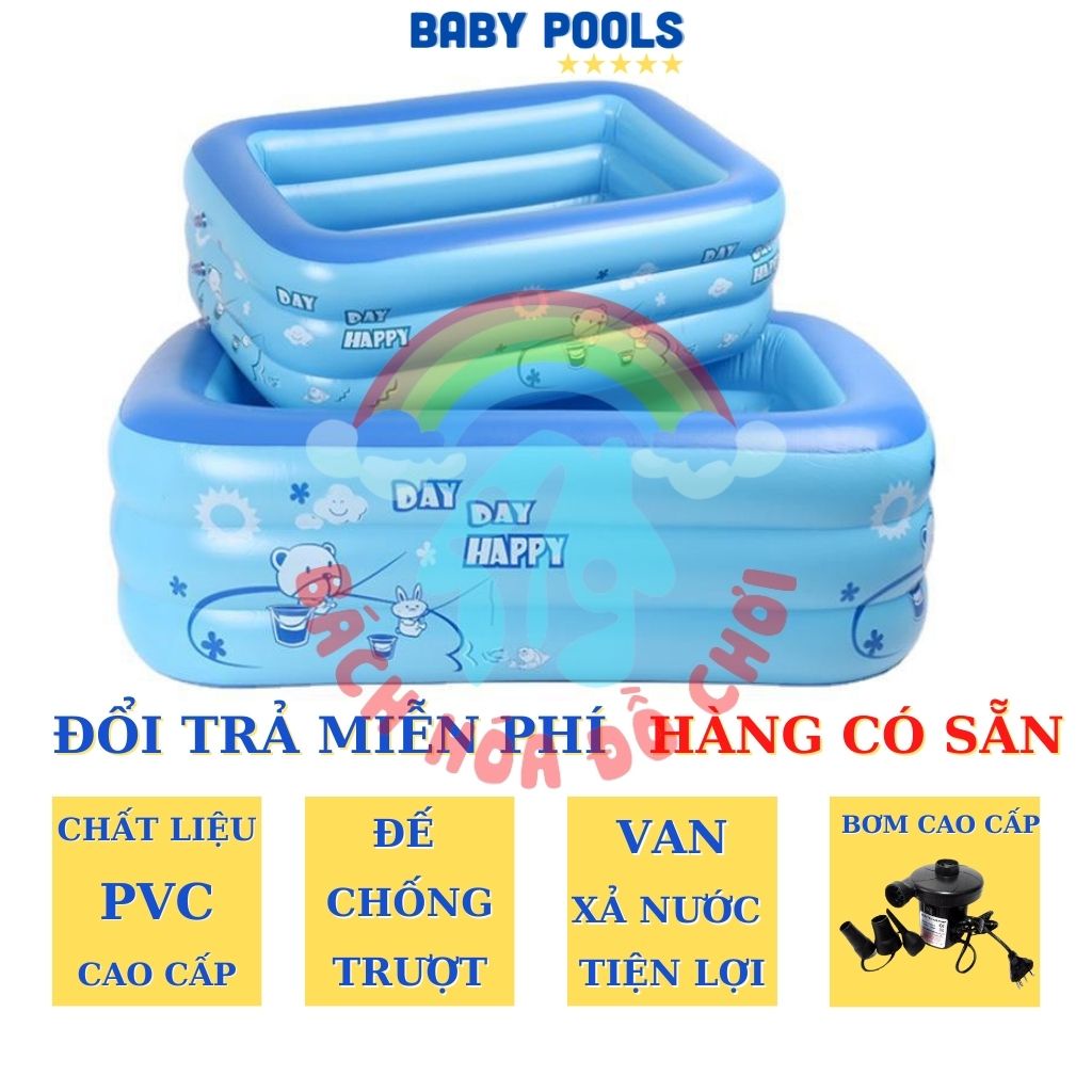 Bể bơi cho bé LOẠI DÀY Hồ phao 1m5 3 tầng ( tặng bộ vá phao) - hàng dày loại 1
