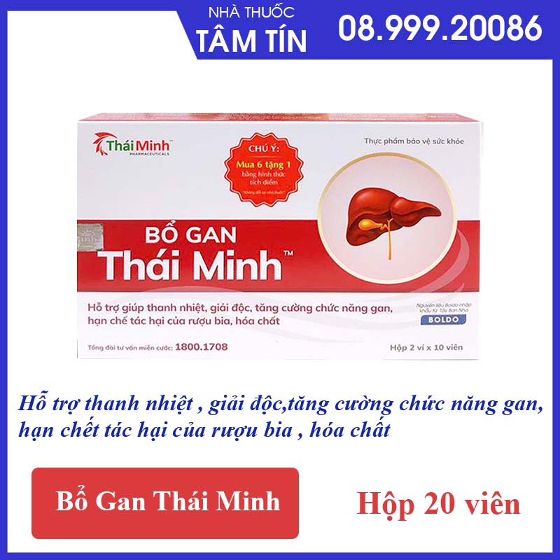 [CHÍNH HÃNG MUA  6 TẶNG 1 BẰNG TEM TÍCH ĐIỂM ] Bổ gan Thái Minh -  giải độc gan, mát gan từ Diệp hạ châu, Actiso