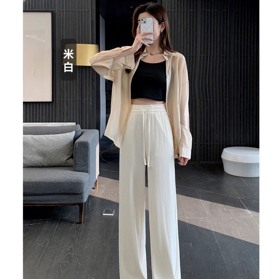 Quần ống rộng Lưng Cao 5 Màu Sắc Lựa Chọn Thời Trang Hàn Quốc Cho Nữ