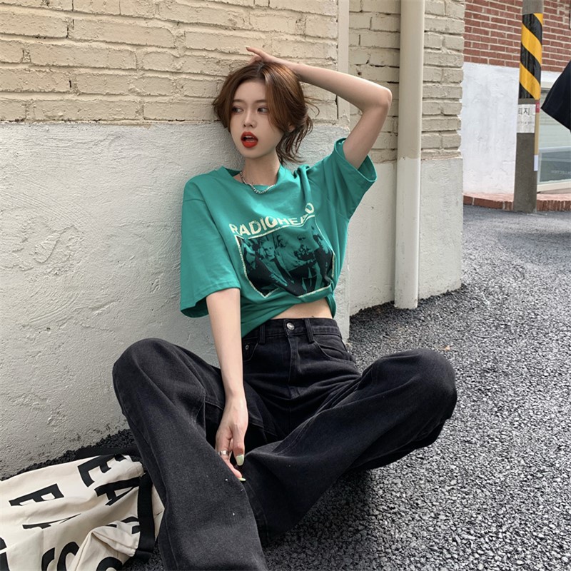 Áo thun tay ngắn cổ tròn form rộng in hình thời trang Mỹ retro | BigBuy360 - bigbuy360.vn