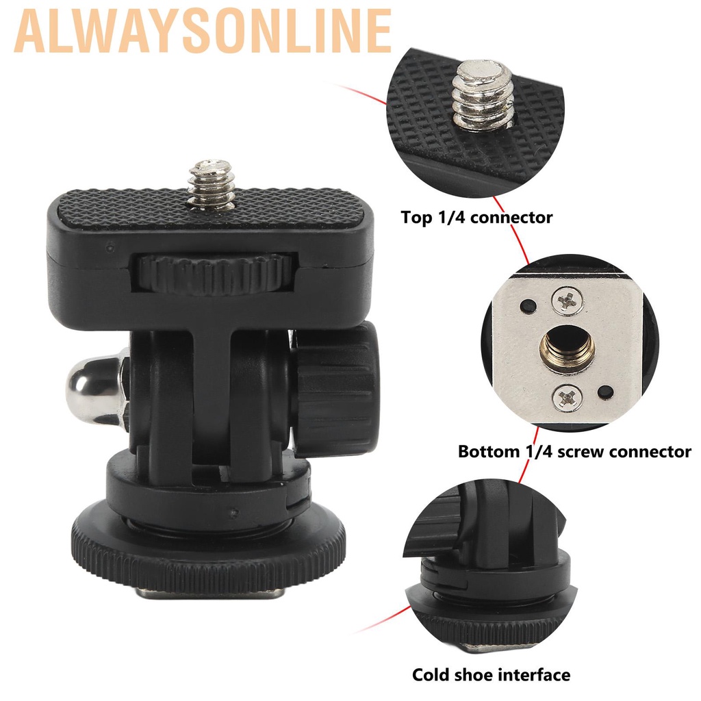 Alwaysonline Monitor Ball Head 180 Degrees With Cold Shoe 1/4in Screw