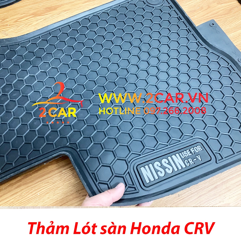 Thảm lót sàn cao su xe Honda CRV 2014 - 2022 không mùi, dễ vệ sinh - Mẫu tổ ong NISSIN chữ trắng